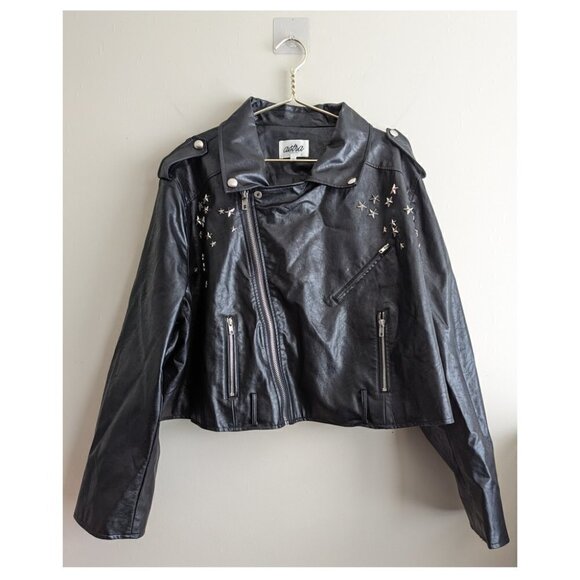 Moto faux leather jacket with star studs - Picture 3 of 9